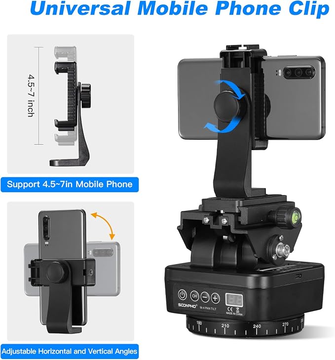 Soonpho M4 Motorized Rotating Panoramic Tripod Head, Remote Control 360° Pan - Image 4