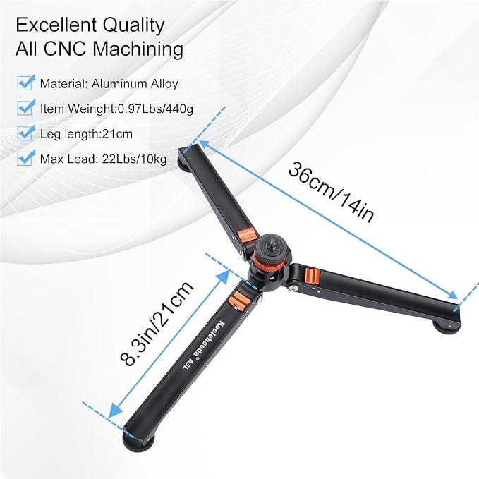 Koolehaoda Mini Tripod Base for Monopods, Aluminum Desktop Tripod | Universal - Image 2