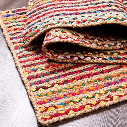 Hausattire Jute Cotton Braided Kitchen Rug 2x3 Feet - Image 3
