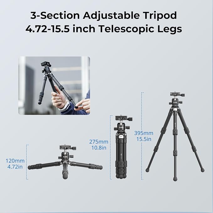 SmallRig Carbon Fiber Mini Desktop Tripod, 15.5'' / 39.5cm Compact Pocket - Image 4