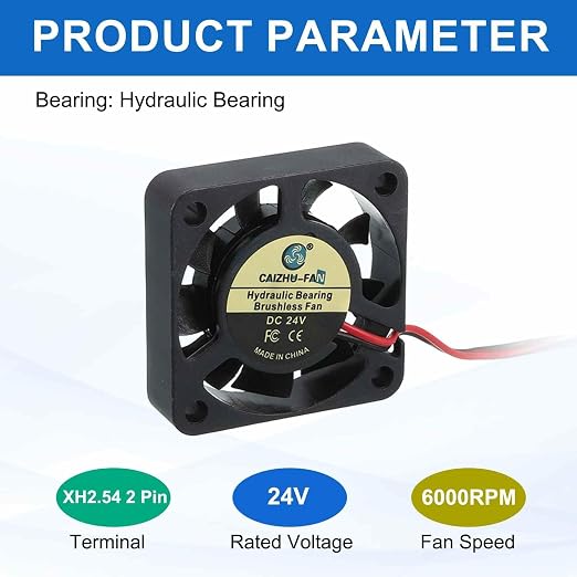 MECCANIXITY 4010 Fan 40mm x 10mm 1-3/5 Inch 24V Small Plastic Cooling Fan 2 Pin - Image 3