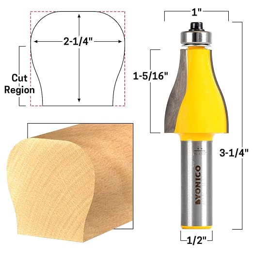 YONICO Handrail Molding Router Bits Ogee 1/2-Inch Shank 18132 - Image 2