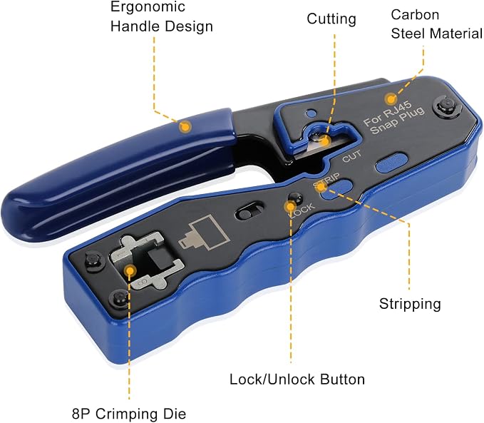 RJ45 Crimp Tool Kit Pass Thru Ethernet Crimper - Image 5