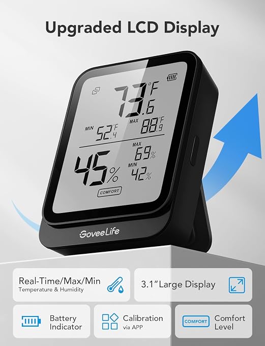 GoveeLife Hygrometer Thermometer H5104 3Pack, Remote LCD Digital Hygrometer - Image 2
