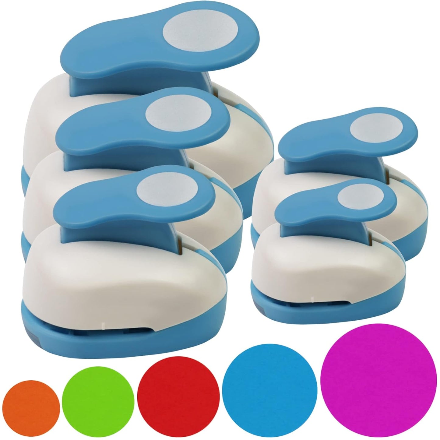 Set 5 Circle Paper Punch 0.3'' / 0.6'' / 1'' / 1.5'' / 2'', Scrapbooking Hole Punches Crafting, Design for Office Supplies, Card Making, DIY Photo Album.