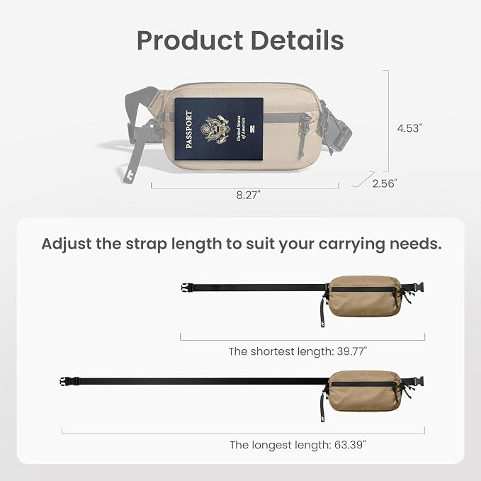 tomtoc 1.5L Sling Bag with RFID Blocking, Crossbody Bag Minimalist Chest - Image 7