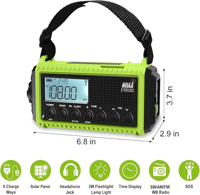 Raynic Emergency Weather Radio, 5000mAh/18500mWh Weather Radio, Portable Solar - Image 6