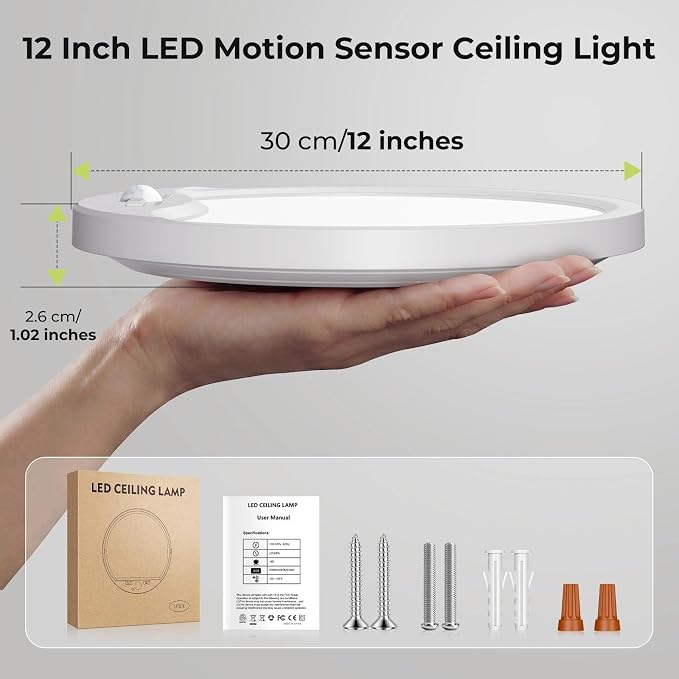 hepside 4 Pack Motion Sensor Ceiling Light Wired, 3000K/4000K/6500K LED Flush - Image 8