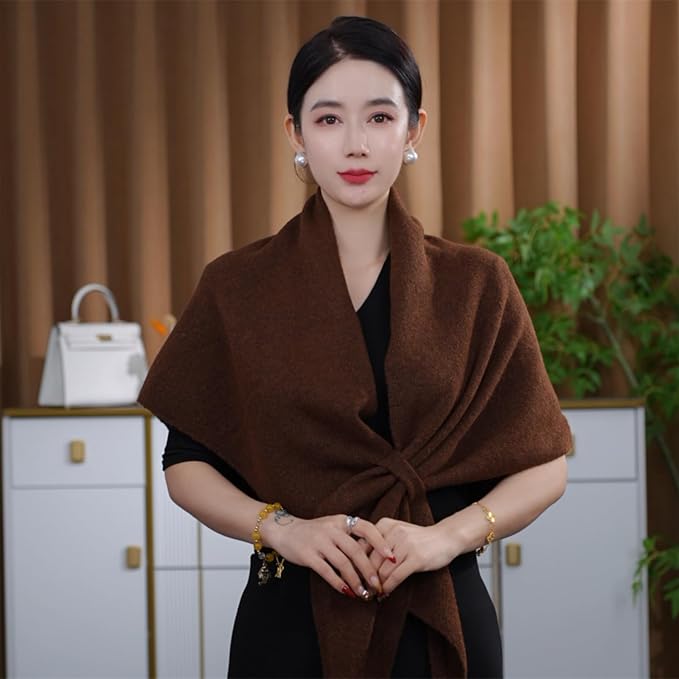 Shawls Wraps Women Triangle Sweater Scarf Warm Wool Blend Pashmina Cape Cold - Image 2