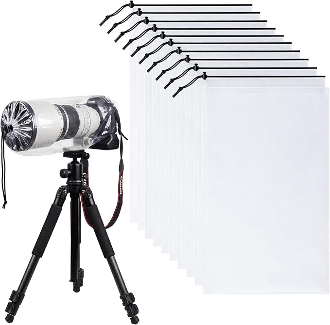 Sabary 10 Pack Clear Camera Rain Covers Waterproof Dustproof PE Lens Sleeves by Sabary