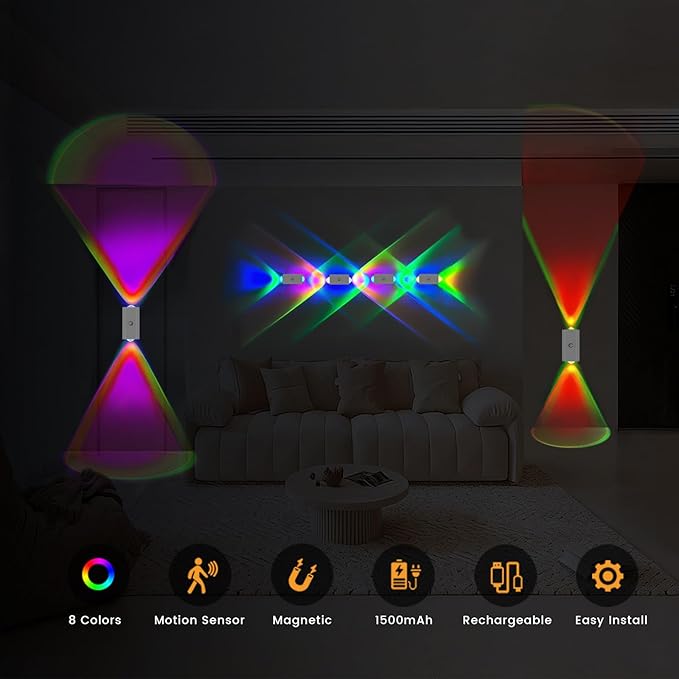 easuntec Motion Sensor Rechargeable Night Light Color Changing, 8 Colors Sunset - Image 3