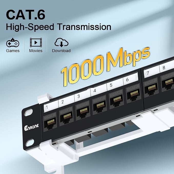 12 Port Patch Panel CAT6 Keystone Patch Panel Wall Mount 10 Inch Bracket - Image 4