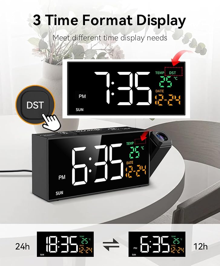 Netzu Projection Clock for Bedroom Ceiling, Alarm Clocks - Image 6