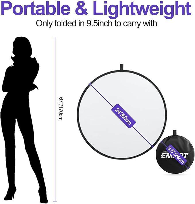 EMART 24'' 5 in 1 Photo Collapsible Photography Reflector - Image 4