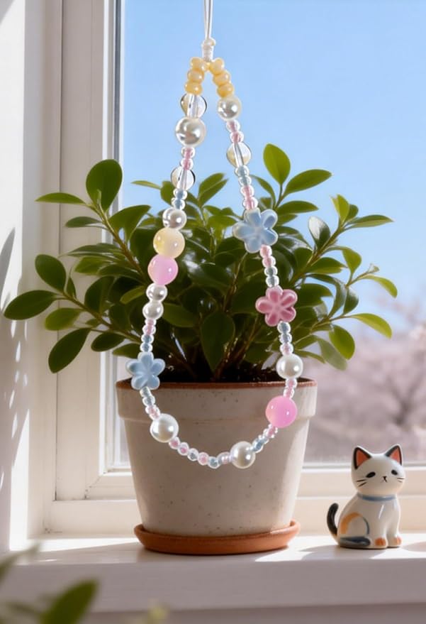 2 Pcs Phone Charm Strap Hand for iPhone Wrist Strap Camera Lanyard Pearl Beaded - Image 9