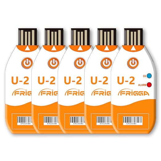 Frigga 5 Pack 100 Days USB Temperature Data Logger Single Use Temperature by Frigga