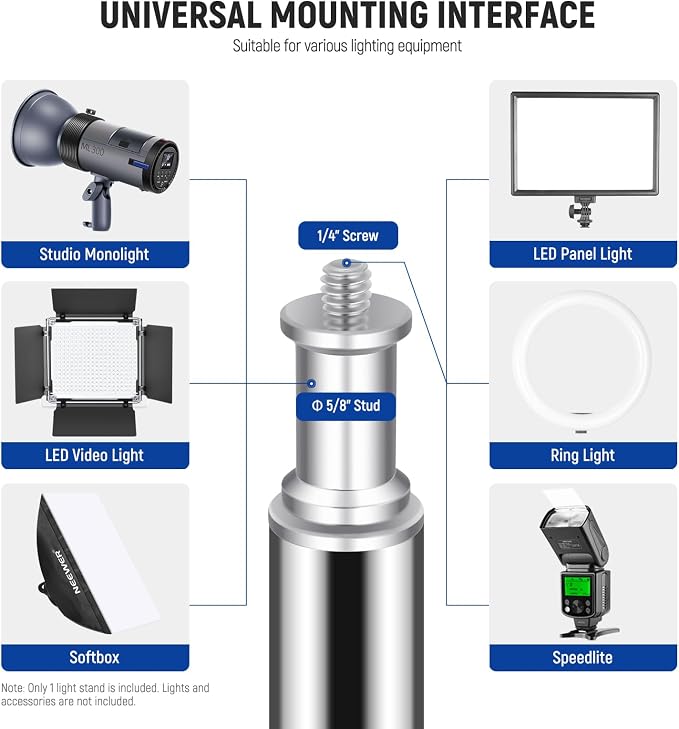NEEWER Upgraded 75"/190cm Light Stand Stainless Steel Spring Loaded, Foldable - Image 7