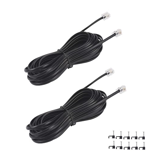 25FT Telephone Extension Cord Cable, Landline Phone Line Wire by YIENFBEV