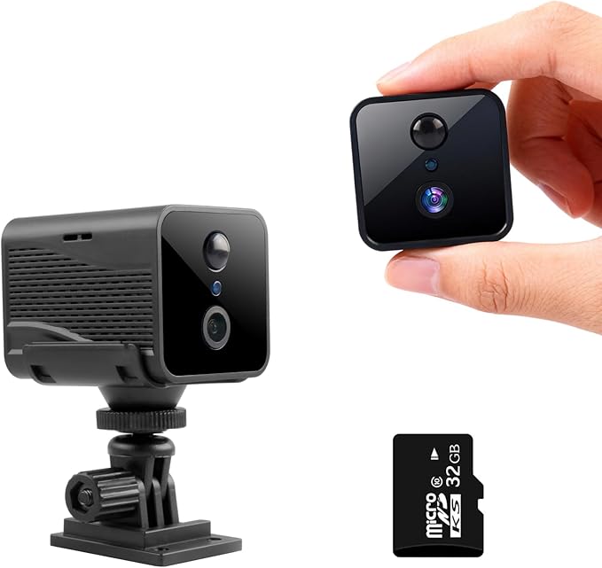 Wireless Small Indoor Security Camera, 32GB SD Card No Monthly Fee, Long by Anssipo