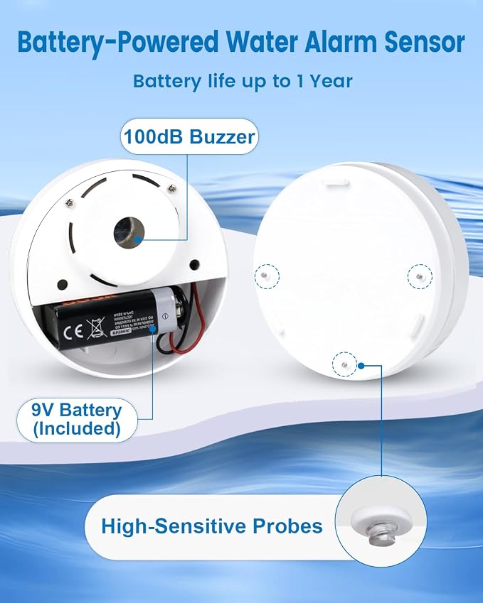 5 Pack Water Leak Detectors for Home, 100dB Waterproof Water Sensor Alarm Leak - Image 5