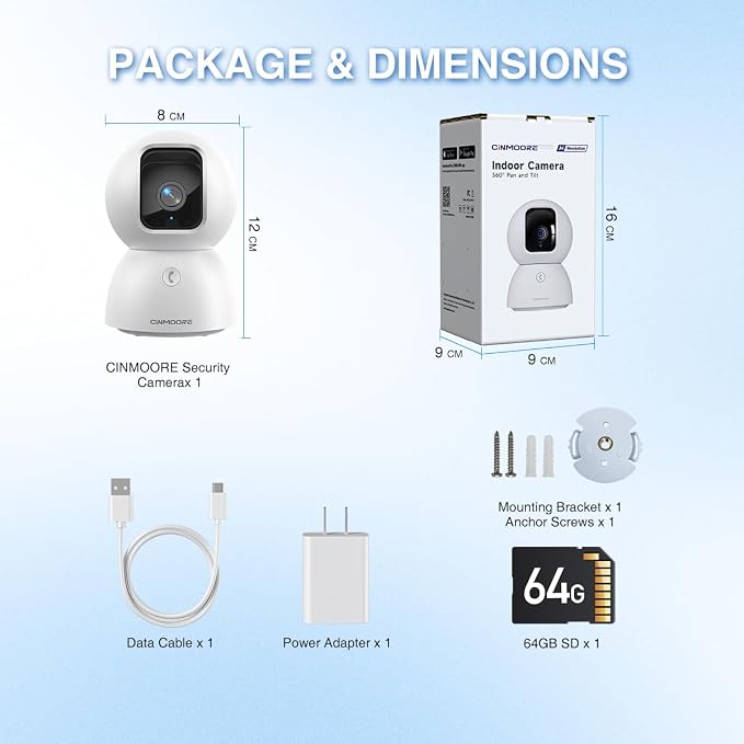 3K Indoor Camera with 64GB Card, Human/Pet/Facial AI Detection, Dog/Cat/Pet - Image 8