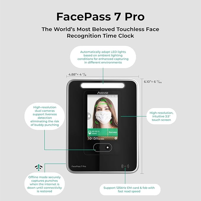 ANVIZ FacePass 7 Pro Cloud-Based Time Clock - Image 7