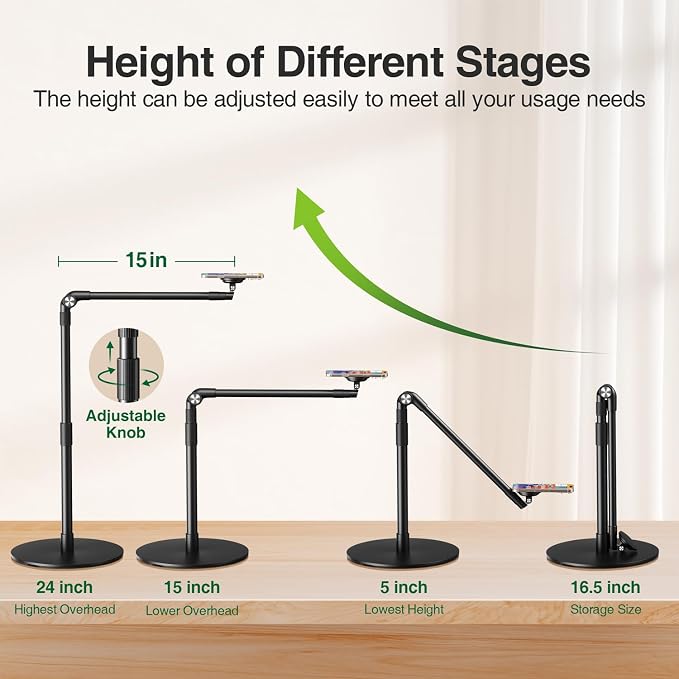 elitehood Magnetic Phone Stand for Overhead Recording, 15 in Long Arm Magsafe - Image 4