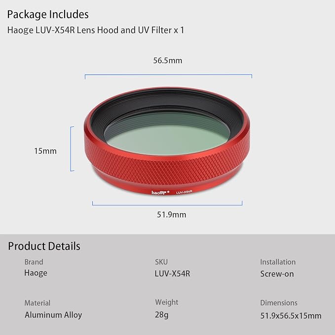 Haoge LUV-X54R Metal Lens Hood - Image 8