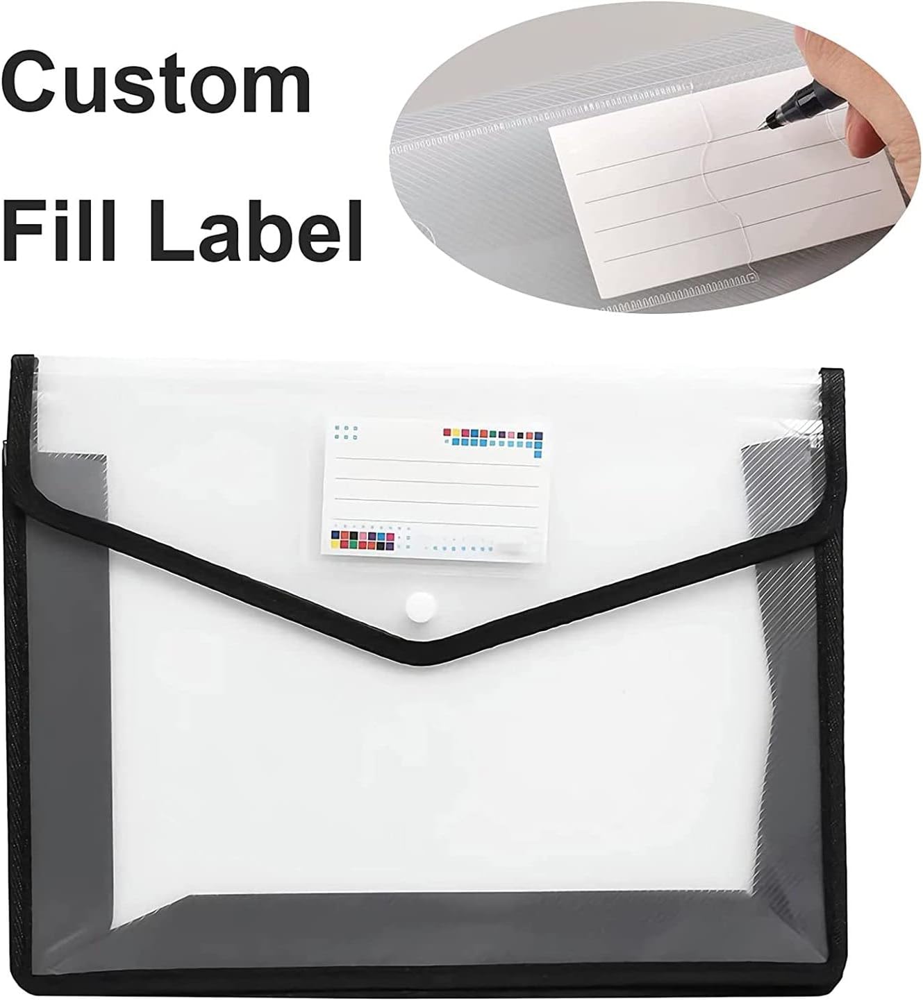 YoeeJob Plastic File Folders Legal Size Expandable Document Folder with Snap Button Closure, A4 Expanding File Wallet Envelopes Pouch with Label Pocket, 10 Packs
