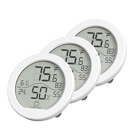 Digital Hygrometer 3 Pack Room Thermometer and Humidity Gauge LCD Hygrometer by SECRUI