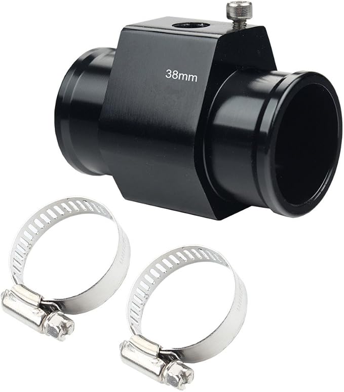 DEWHEL Aluminum Black Water Temp Meter Temperature Gauge Joint Pipe Radiator - Image 2
