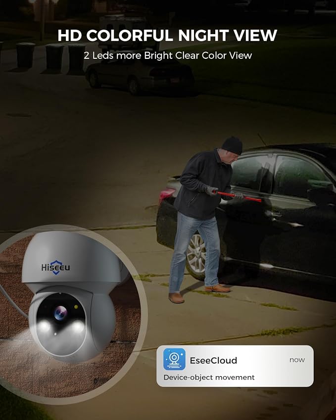 Hiseeu Solar Camera Wireless Outdoor, 4MP 8-Cam Kit, Pan-Tilt 360° View - Image 2