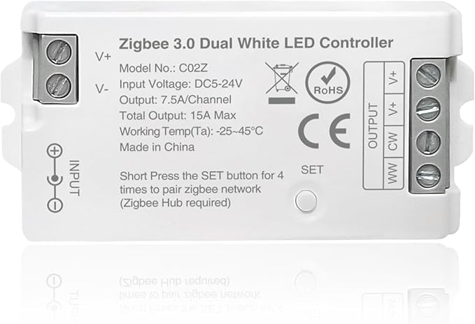 ZigBee 3.0 LED Controller C02Z CCT Dual White LED Strip Bulb Dimmer Compatible by TUNICHX