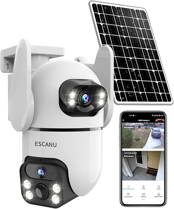Dual Lens Security Cameras Wireless Outdoor by ESCANU