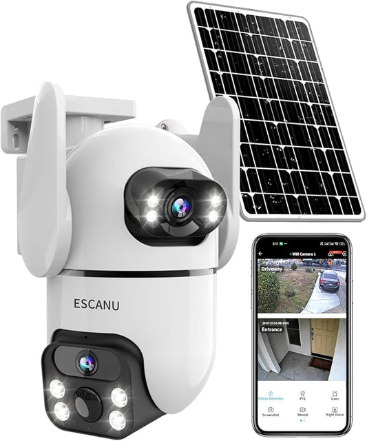 Dual Lens Security Cameras Wireless Outdoor by ESCANU