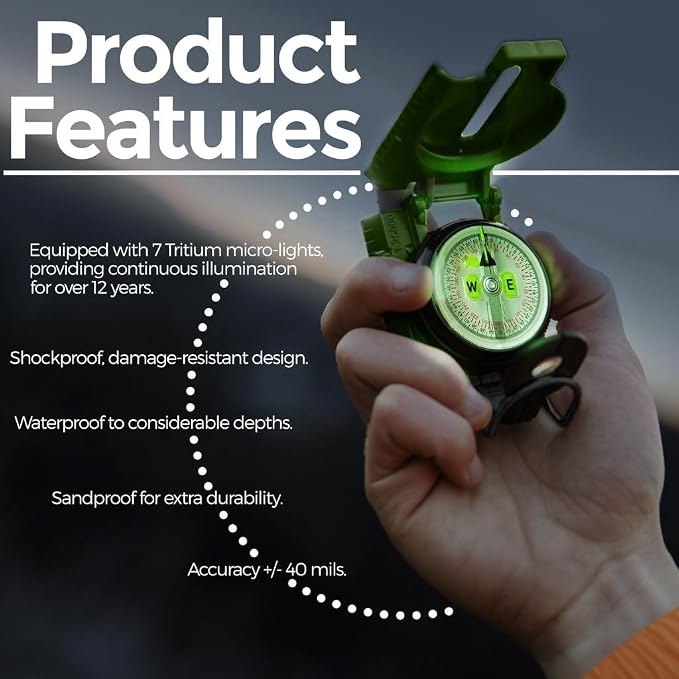Cammenga Official US Military Tritium Lensatic Compass, Accurate Waterproof - Image 7