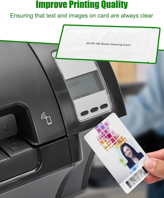 Cleaning Card Kit Fit for Zebra ZC Series ZC100 ZC150 ZC300 ZC350 ID Card - Image 6
