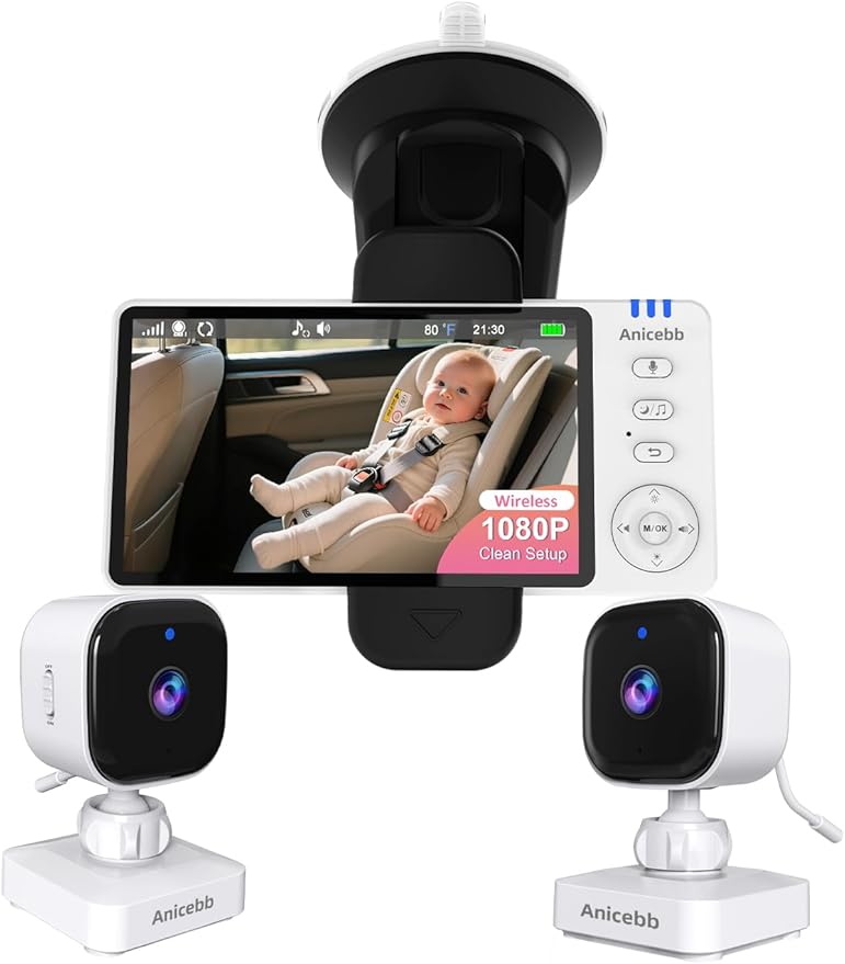 Wireless Baby Car Camera with 2 Cameras, 1080P Night Vision, Auto On/Off by Unknown