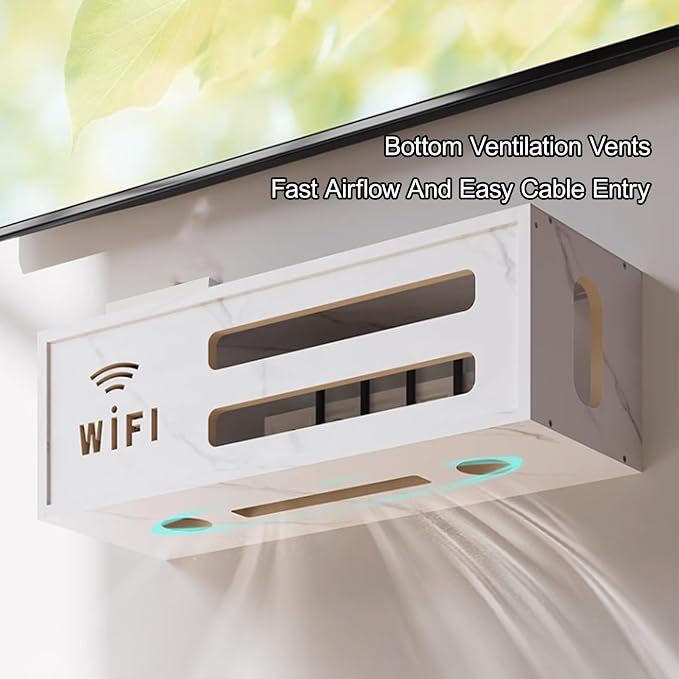 Wall Mount WiFi Router Box, WiFi Router Storage Cabinet, Power Strip and Cable - Image 7
