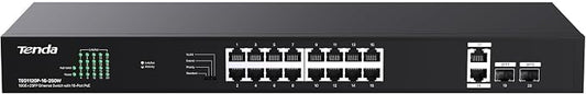 Tenda 20 Port Gigabit PoE Switch | Rackmount PoE Ethernet Switch | 16*PoE+ Port by Tenda