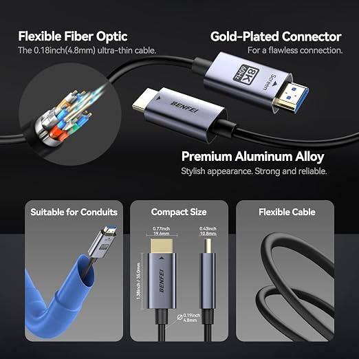 BENFEI 8K HDMI 2.1 Fiber Optic Cable 100 Feet - Image 3