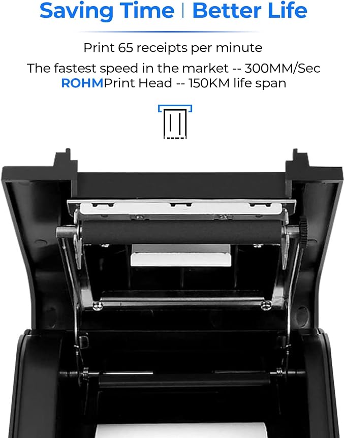 MUNBYN Receipt Printer P068, 3 1/8" 80mm Direct Thermal Printer, POS Printer - Image 2