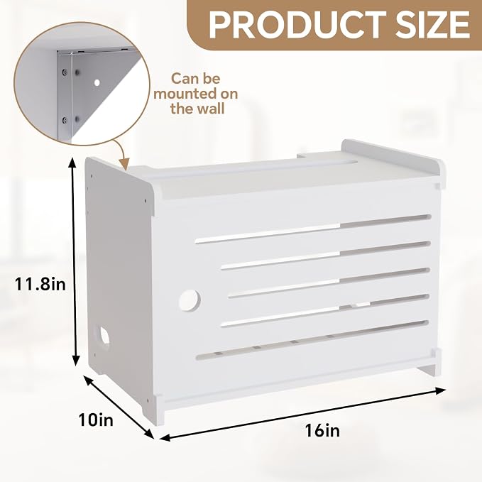 Wooden WiFi Router Storage Box Hider Shelf, Decorative Projector Box Hider Rack - Image 2