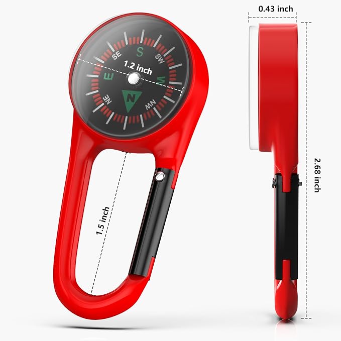 Carabiner Clip On Compass Keychain, Mini Pocket Compass - Image 6