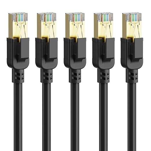 Cat 8 Ethernet Cable 10ft-5Pack, RJ45 40Gbps 2000Mhz Patch Cord, Indoor&Outdoor by Dacrown