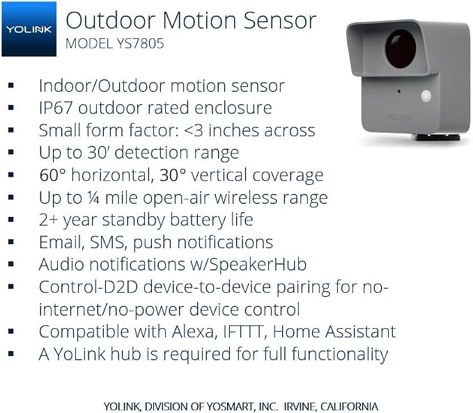 YoLink LoRa Smart Outdoor Motion Sensor Starter Kit, Driveway Alert, Property - Image 2