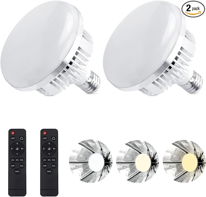 Skytex 2Pack 135W Photography Light Bulb Dimmable Tricolor LED Bulbs 2700-6400K by skytex