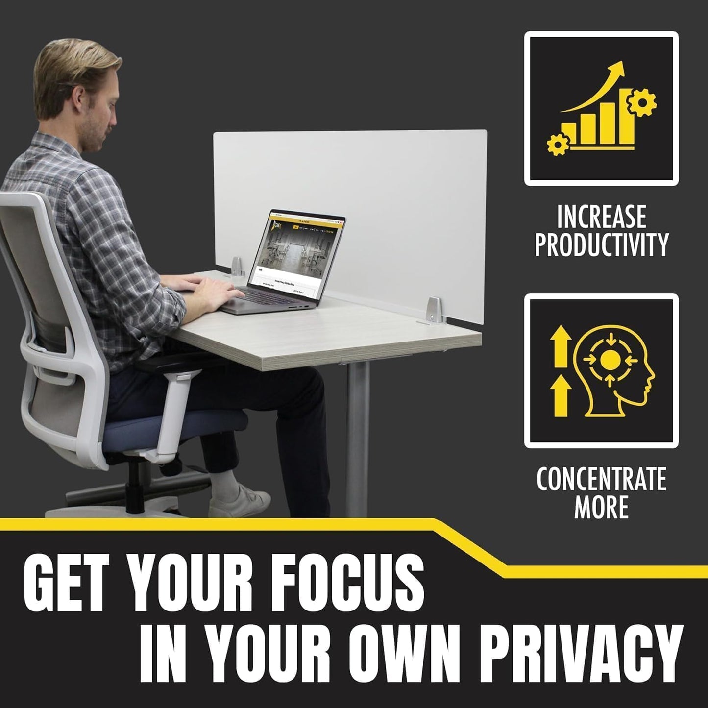 OBEX Frosted Acrylic Desk Mounted Privacy Panel, 24" x 60", Frosted