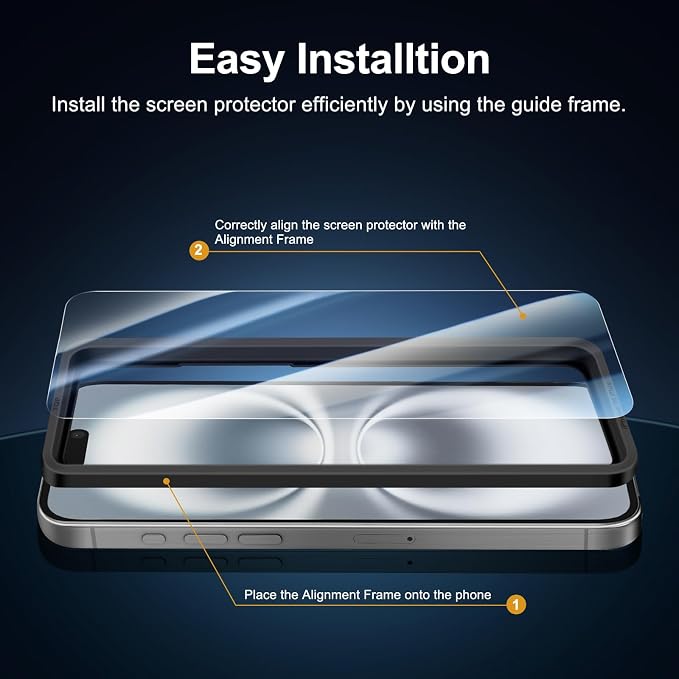 NEW'C 3x for iPhone 16 Plus Screen Protector+ 3x Camera Lens Protector - Image 3