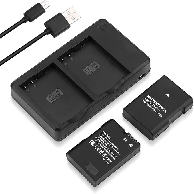 EN-EL14 EN EL14A Battery USB Charger and 2-Pack Rechargeable Batteries by Dutyone